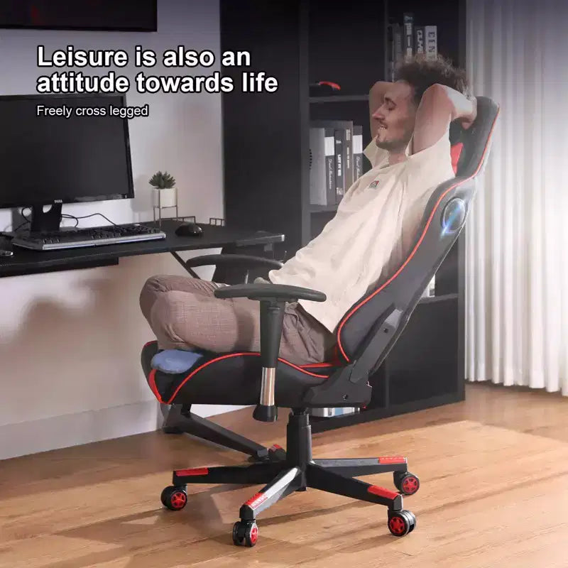 Gaming-Stuhl mit Bluetooth-Lautsprechern, hoher Rücken, PU-Leder Bürostuhl, Rot  