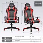Gaming-Stuhl mit Bluetooth-Lautsprechern, hoher Rücken, PU-Leder Bürostuhl, Rot  
