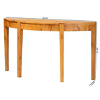 Jihan Real Burl Wood Half Moon Large Console Table Light Mappa Burl