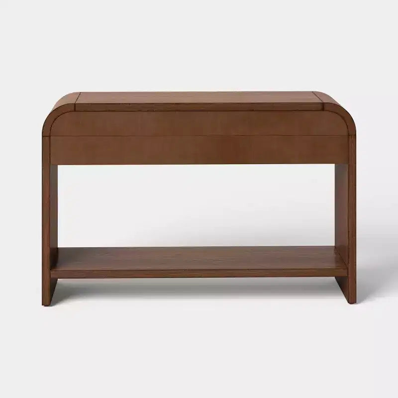 Reeded Console Table with Two Drawers - Dark Brown