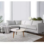 24" Round Coffee Table with Off-White Top and Tapered Wood Legs