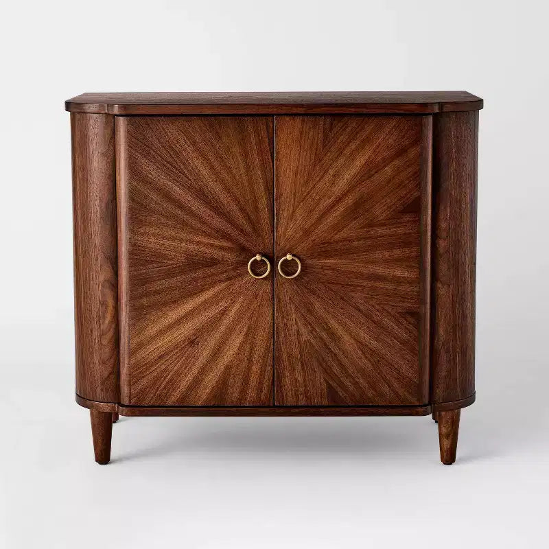 Two-Door Cabinet with Walnut Brown Wood Veneer Finish