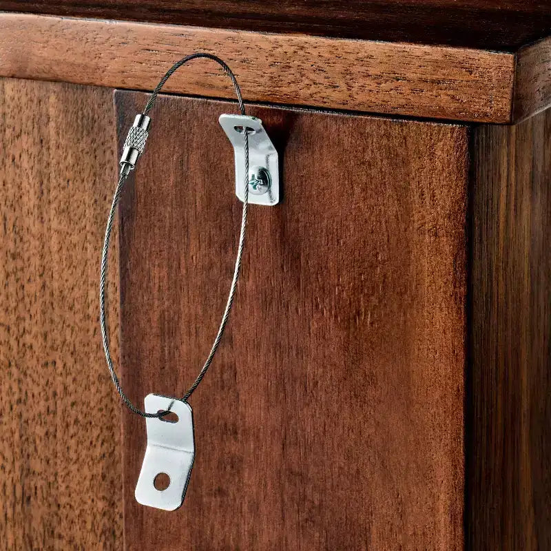 Two-Door Cabinet with Walnut Brown Wood Veneer Finish