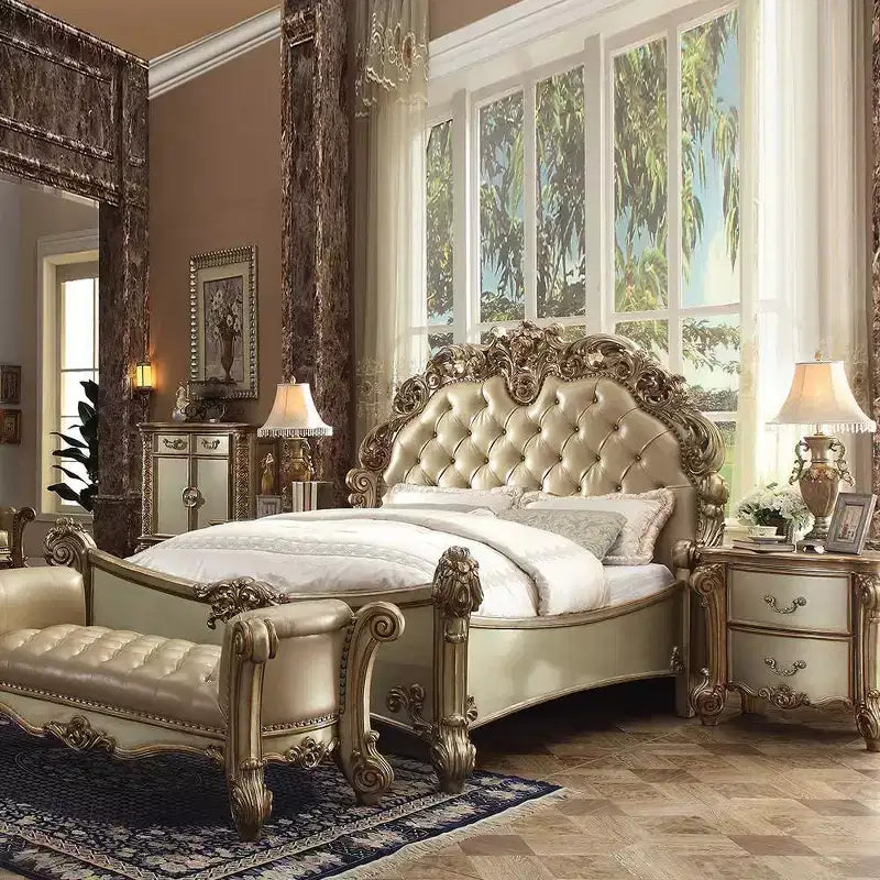 96" Queen Bed – Faux Leather Upholstered with Tufted Headboard