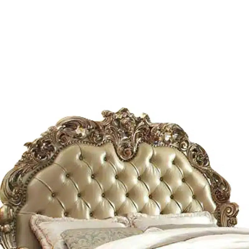 96" Queen Bed – Faux Leather Upholstered with Tufted Headboard