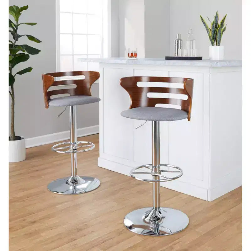 Ensemble de 2 tabourets de bar réglables avec accoudoirs, revêtement en simili cuir, siège pivotant  