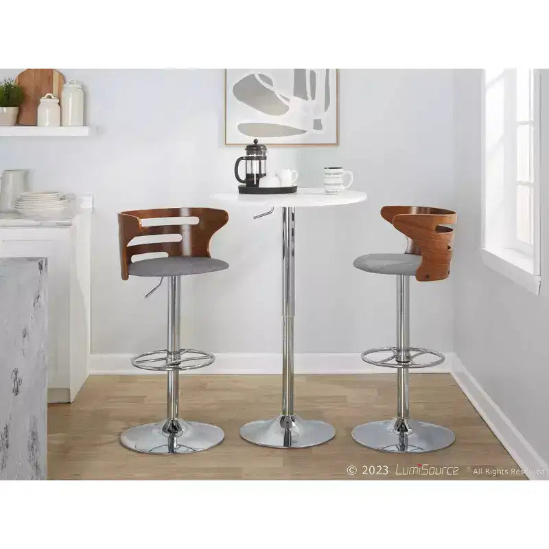 Ensemble de 2 tabourets de bar réglables avec accoudoirs, revêtement en simili cuir, siège pivotant  