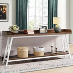 70.87" 2-Tier Narrow Sofa Table with Storage Shelf