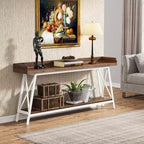 70.87" 2-Tier Narrow Sofa Table with Storage Shelf