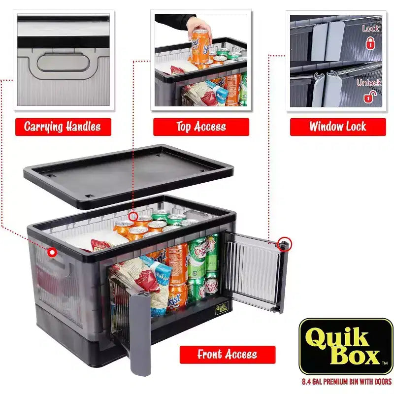 Stackable Storage Bins with Doors - 8.4 Gal, Collapsible Organizer