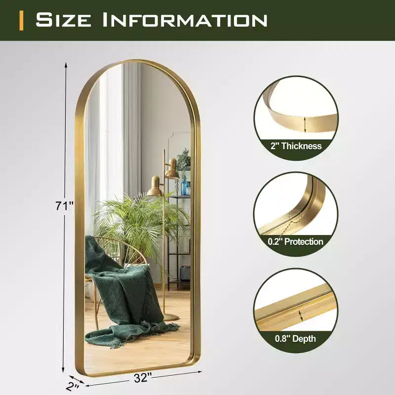 Arched Metal Frame Full Length Wall Mirror