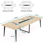 8FT Boat-Shaped Conference Table with Cable Grommets