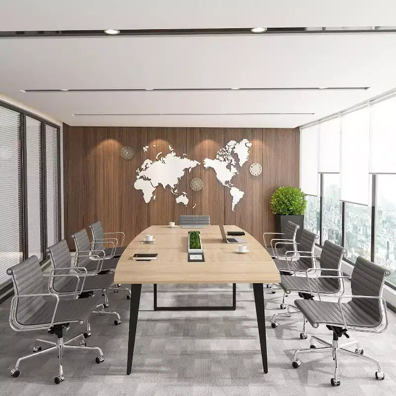 8FT Boat-Shaped Conference Table with Cable Grommets