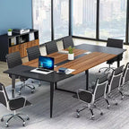 8FT Boat-Shaped Conference Table with Cable Grommets