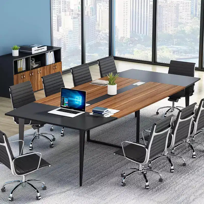8FT Boat-Shaped Conference Table with Cable Grommets