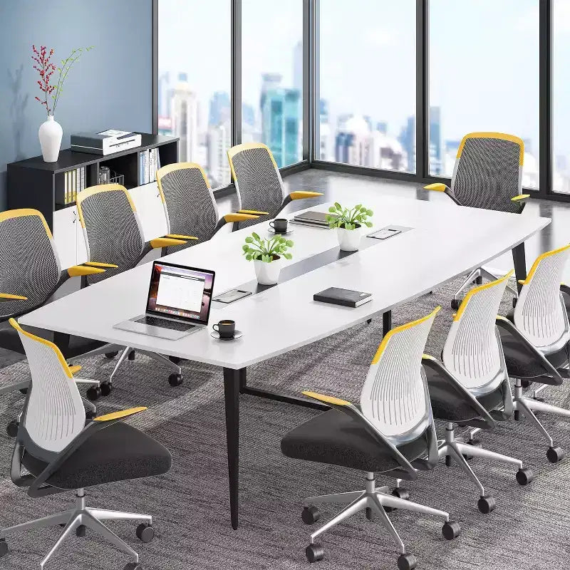 8FT Boat-Shaped Conference Table with Cable Grommets