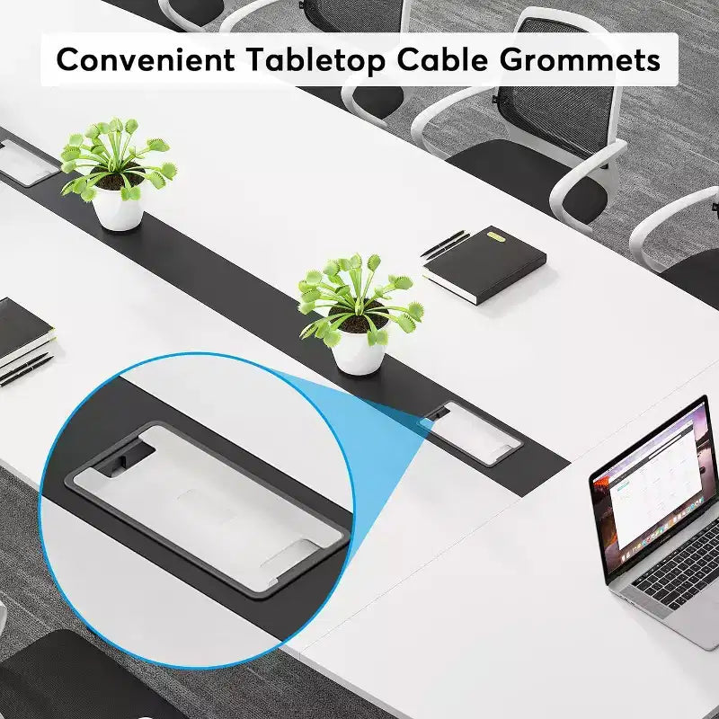8FT Boat-Shaped Conference Table with Cable Grommets