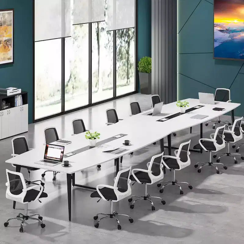 8FT Boat-Shaped Conference Table with Cable Grommets