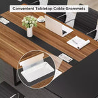 8FT Boat-Shaped Conference Table with Cable Grommets