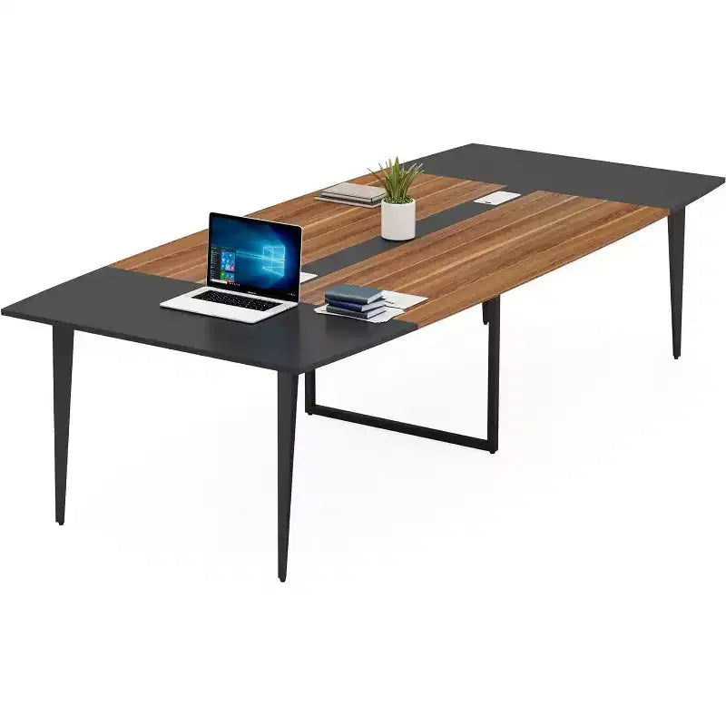 8FT Boat-Shaped Conference Table with Cable Grommets