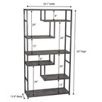 65" Tall 6-Shelf Bookshelf