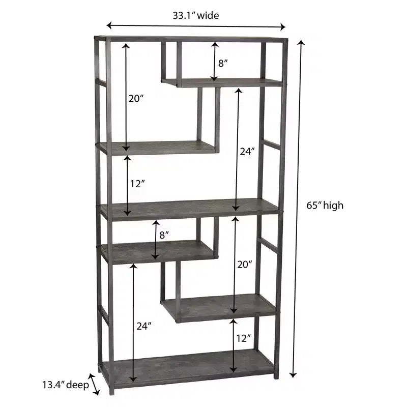 65" Tall 6-Shelf Bookshelf