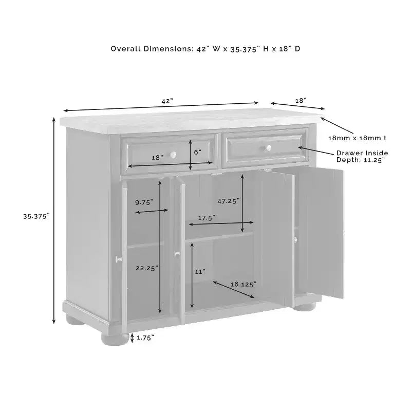 Kitchen Storage Cabinet with Drawers and Doors