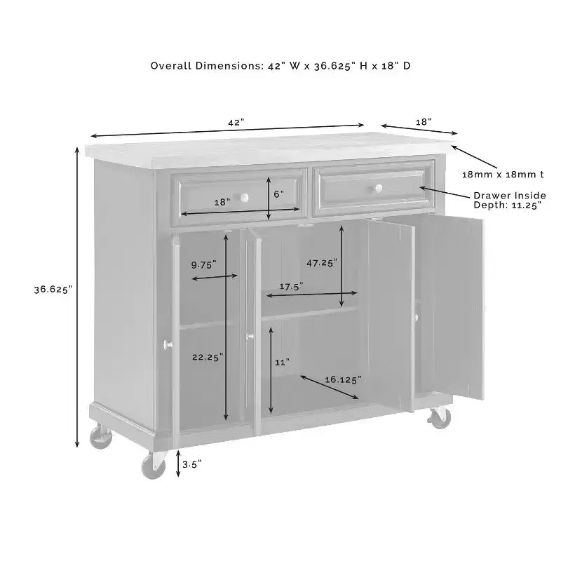 Kitchen Storage Cabinet with Drawers and Doors
