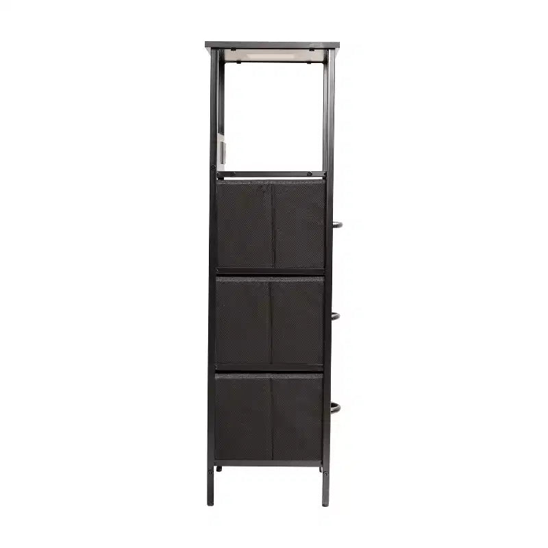 3-Drawer Nightstand with Charging Station, 2 USB Ports and 1 Outlet, Metal Frame, Engineered Wood Top