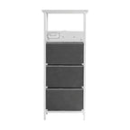 3-Drawer Nightstand with Charging Station, 2 USB Ports and 1 Outlet, Metal Frame, Engineered Wood Top
