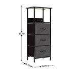 3-Drawer Nightstand with Charging Station, 2 USB Ports and 1 Outlet, Metal Frame, Engineered Wood Top