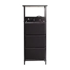 3-Drawer Nightstand with Charging Station, 2 USB Ports and 1 Outlet, Metal Frame, Engineered Wood Top