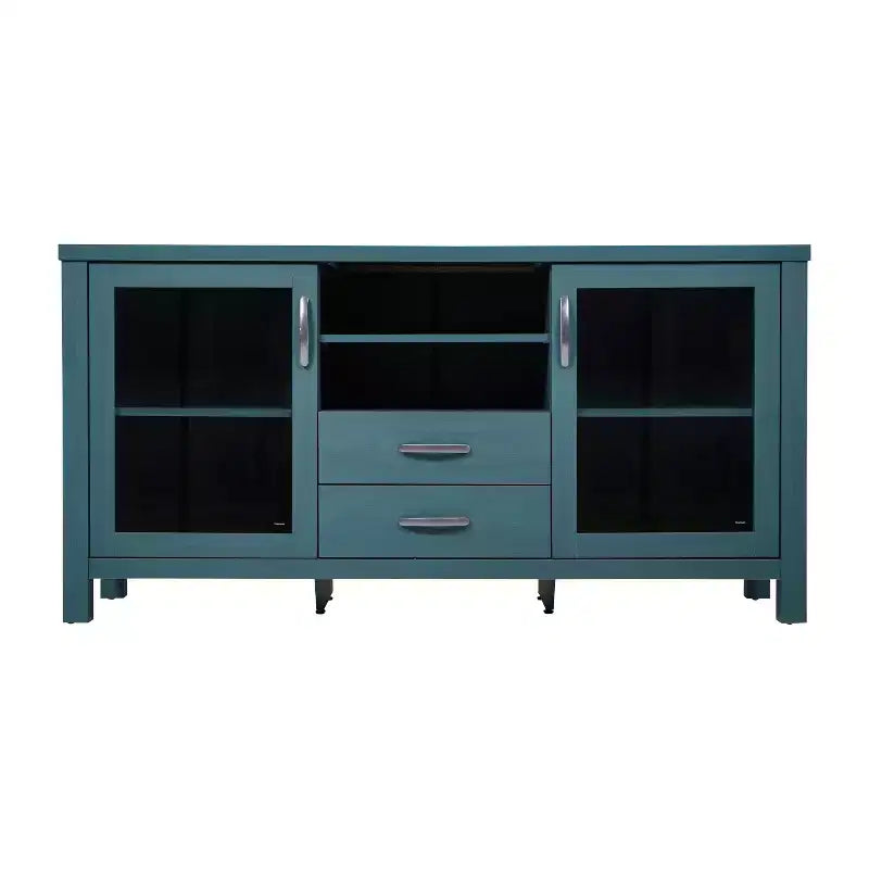 Modern Buffet Sideboard Storage Cabinet with Glass Doors and Drawers