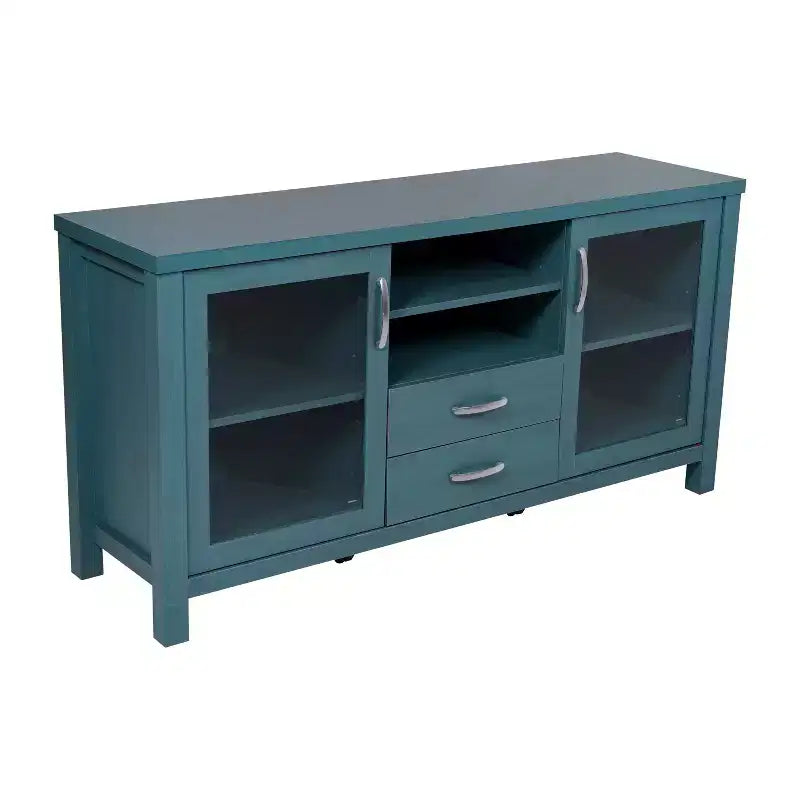 Modern Buffet Sideboard Storage Cabinet with Glass Doors and Drawers