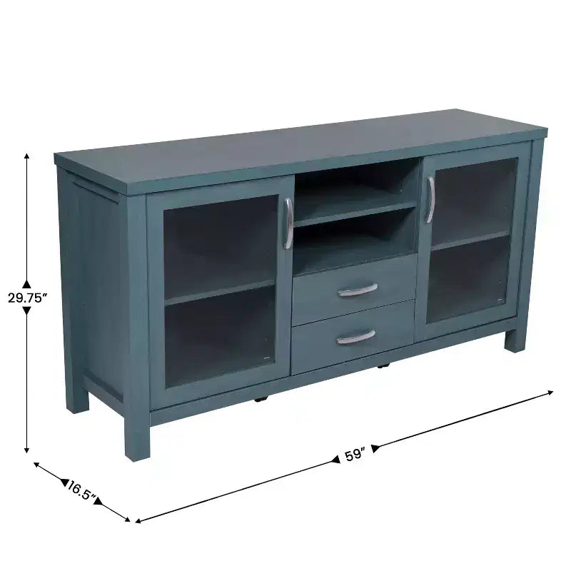 Modern Buffet Sideboard Storage Cabinet with Glass Doors and Drawers