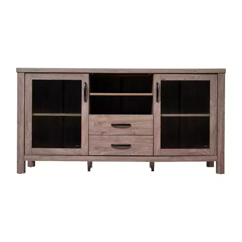 Modern Buffet Sideboard Storage Cabinet with Glass Doors and Drawers
