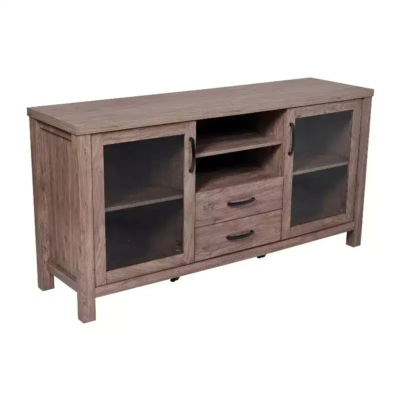 Modern Buffet Sideboard Storage Cabinet with Glass Doors and Drawers