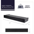 18 Inch Modern Floating Shelf, 2-Pack, Black