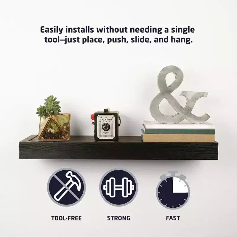 18 Inch Modern Floating Shelf, 2-Pack, Black