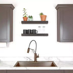 18 Inch Modern Floating Shelf, 2-Pack, Black