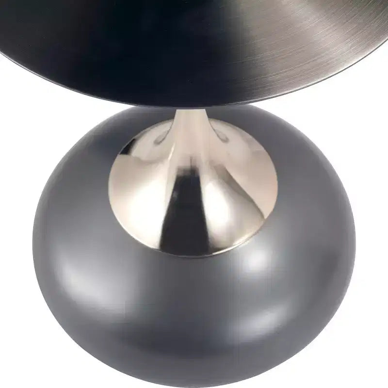 Modern Pedestal End Table - Black Stainless Steel Accent Table