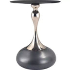 Modern Pedestal End Table - Black Stainless Steel Accent Table