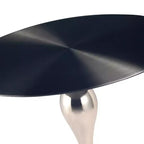Modern Pedestal End Table - Black Stainless Steel Accent Table