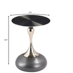 Modern Pedestal End Table - Black Stainless Steel Accent Table