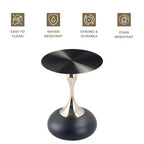 Modern Pedestal End Table - Black Stainless Steel Accent Table