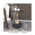 Modern Pedestal End Table - Black Stainless Steel Accent Table