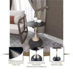 Modern Pedestal End Table - Black Stainless Steel Accent Table