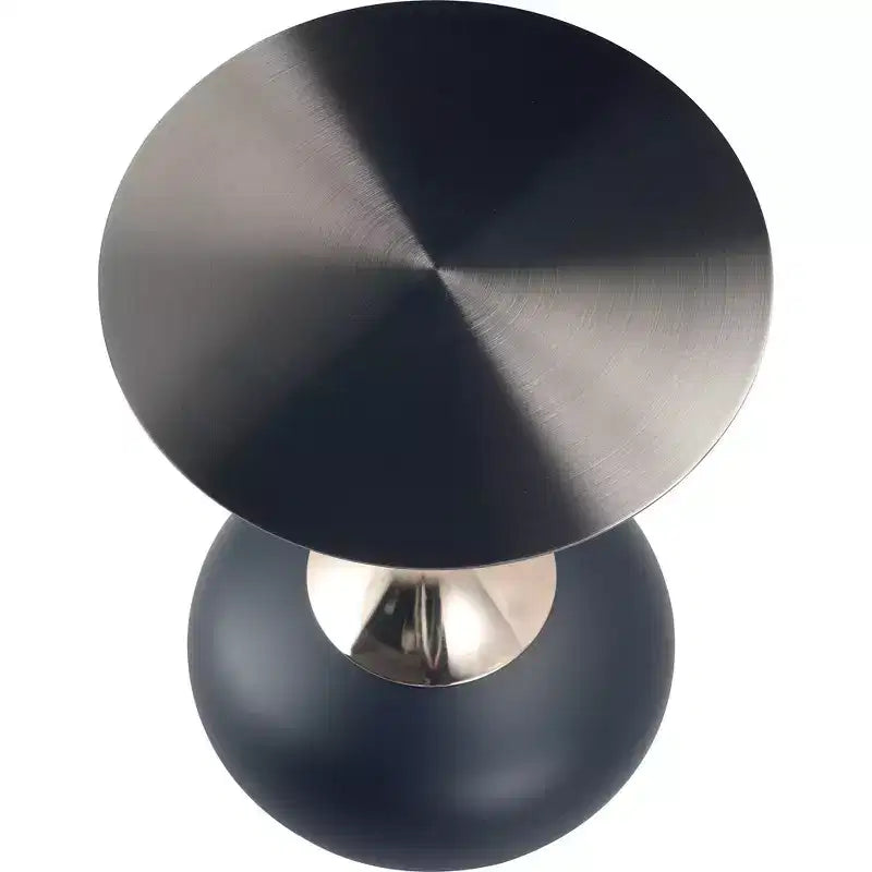 Modern Pedestal End Table - Black Stainless Steel Accent Table