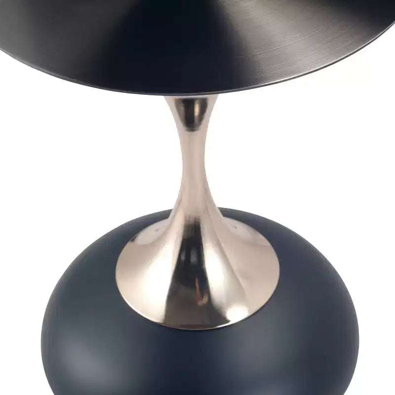 Modern Pedestal End Table - Black Stainless Steel Accent Table