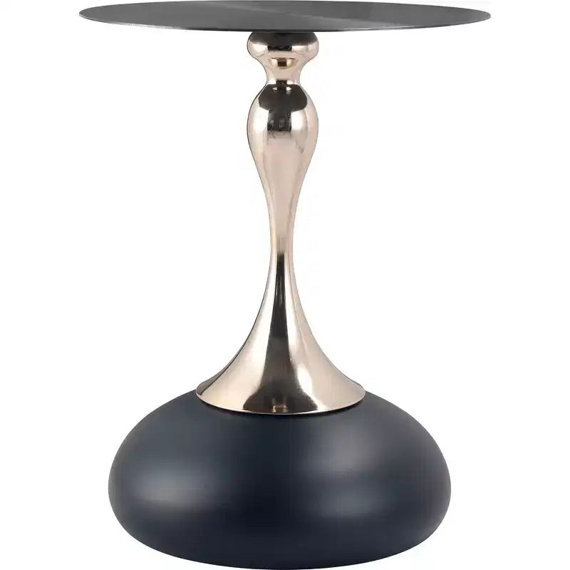 Modern Pedestal End Table - Black Stainless Steel Accent Table